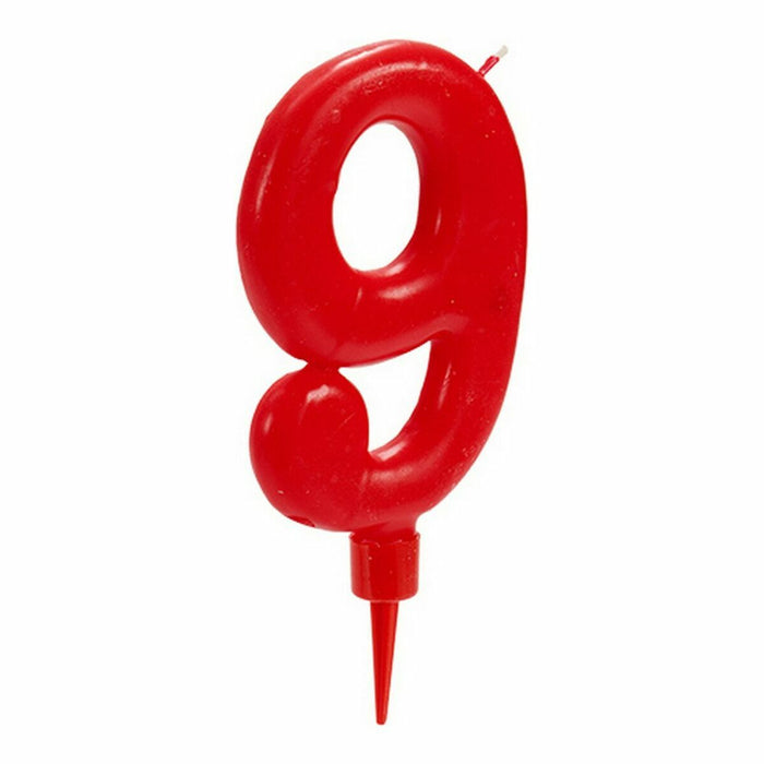 Lumânare Roșu Aniversare Numere 9 (12 Unități)