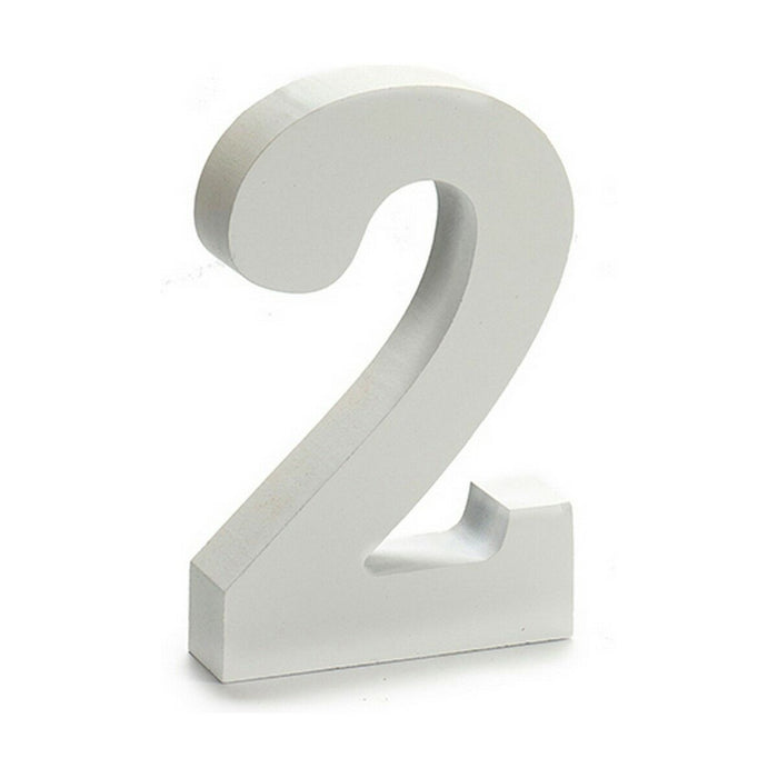 Numere 2 Lemn Alb (2 x 16 x 14,5 cm) (24 Unități)