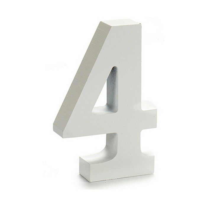Numere 4 Lemn Alb (2 x 16 x 14,5 cm) (24 Unități)