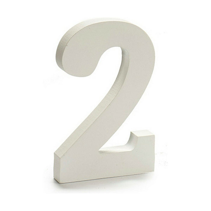 Numere 2 Lemn Alb (1,8 x 21 x 17 cm) (12 Unități)