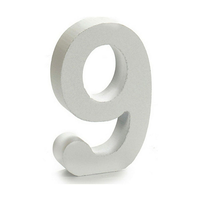 Numere 9 Lemn Alb (2 x 16 x 14,5 cm) (24 Unități)