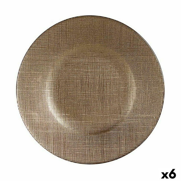 Platou Plat Auriu* Sticlă 21 x 2 x 21 cm (6 Unități)