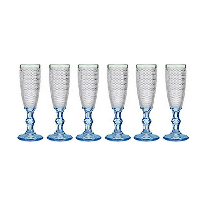Pahar de șampanie Puncte Albastru Transparent Sticlă 6 Unități (180 ml)