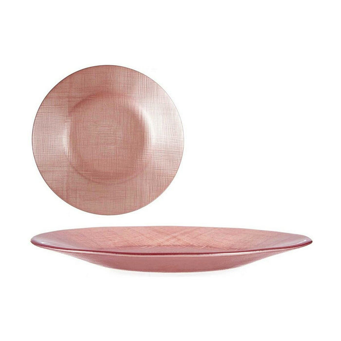Platou Plat Roz Sticlă 21 x 2 x 21 cm (6 Unități)