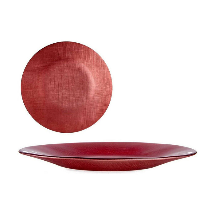 Platou Plat Roșu Sticlă 21 x 2 x 21 cm (6 Unități)