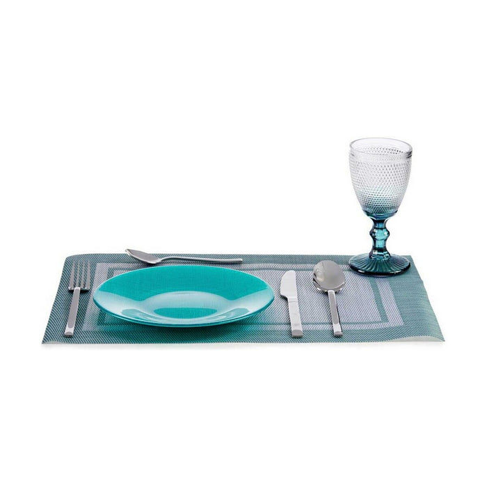 Platou Plat Turquoise Sticlă 21 x 2 x 21 cm (6 Unități)