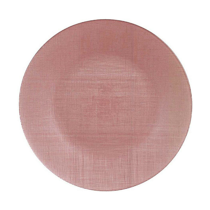 Platou Plat Roz Sticlă 32,5 x 2 x 32,5 cm (6 Unități)