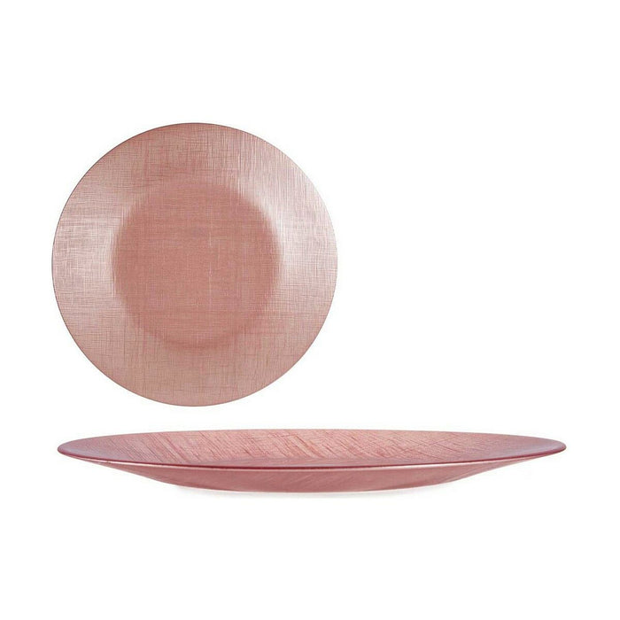 Platou Plat Roz Sticlă 32,5 x 2 x 32,5 cm (6 Unități)