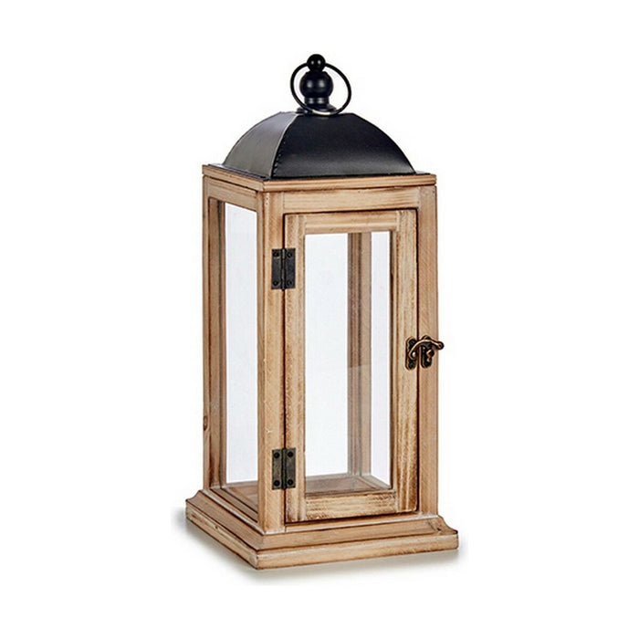 Lucerna Natural Negru Metal Lemn (18 x 43 x 18 cm) (6 Unități)