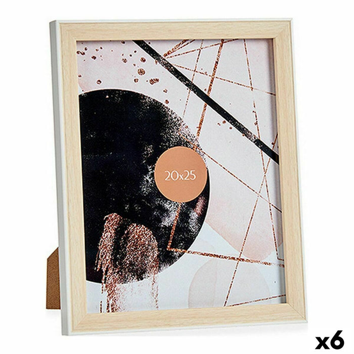 Ramă Foto Lemn Maro Alb Plastic Sticlă (22,6 x 2 x 27,6 cm) (6 Unități)