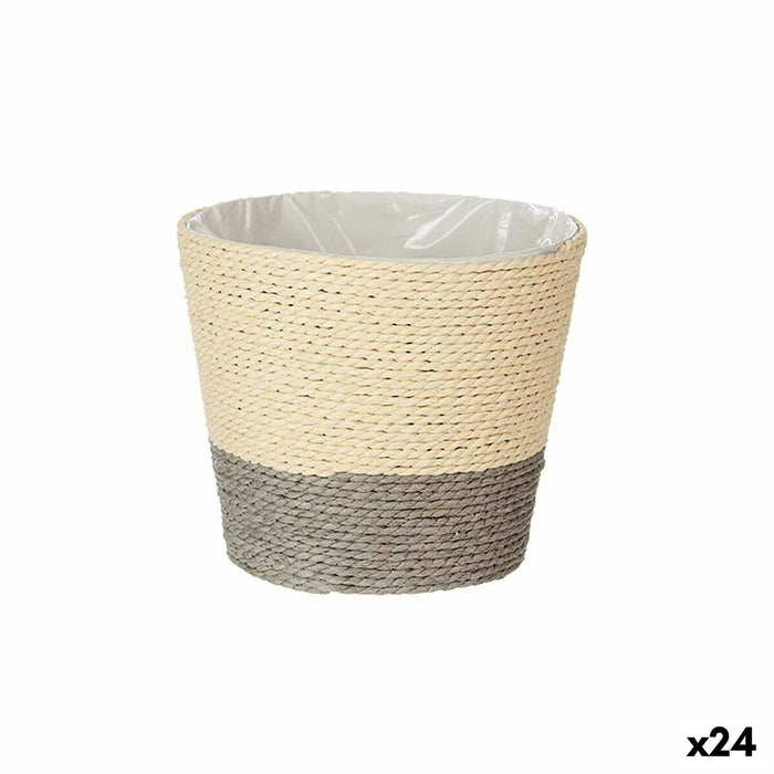 Ghiveci 15 x 15 x 14 cm Gri Natural Въже Plastic (24 Unități)