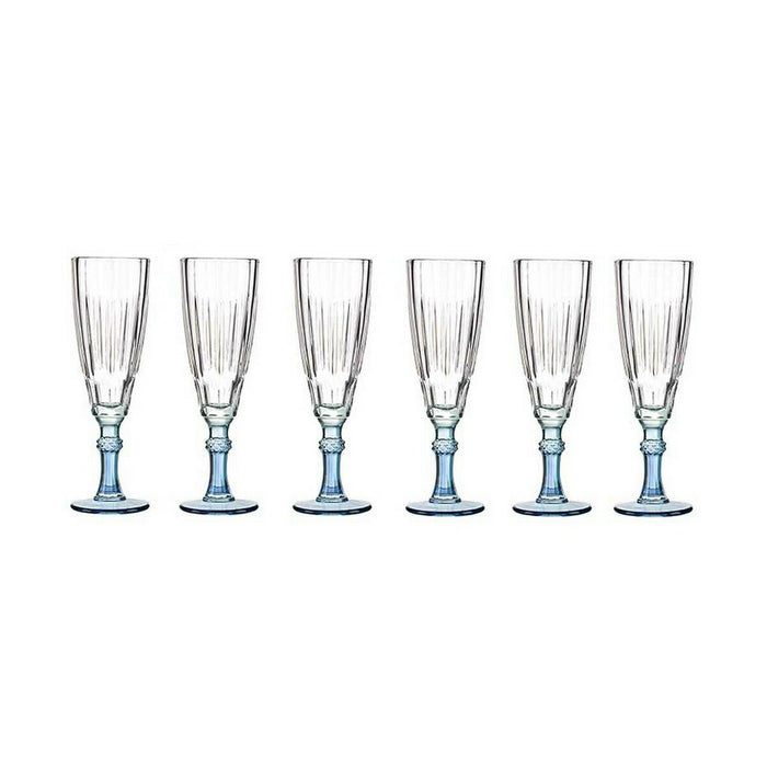 Pahar de șampanie Exotic Geam Albastru 6 Unități (170 ml)
