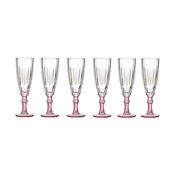Pahar de șampanie Geam Roz 6 Unități (170 ml)