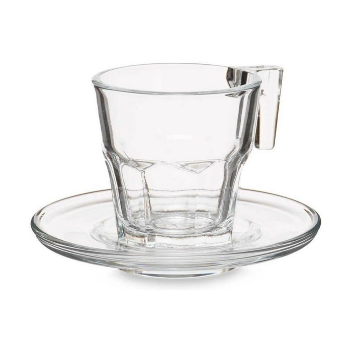 Set de 6 Căni cu Farfurie Casablanca Transparent Sticlă 4 Unități (70 ml)