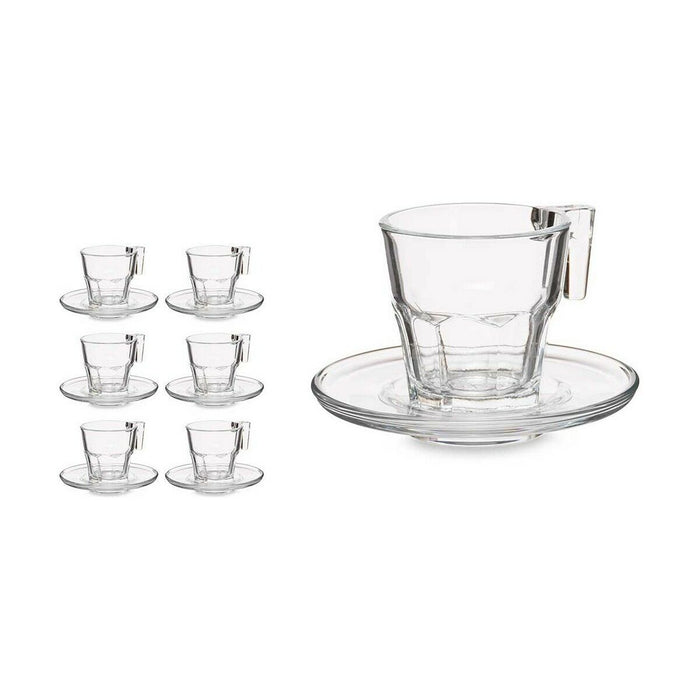Set de 6 Căni cu Farfurie Casablanca Transparent Sticlă 4 Unități (70 ml)