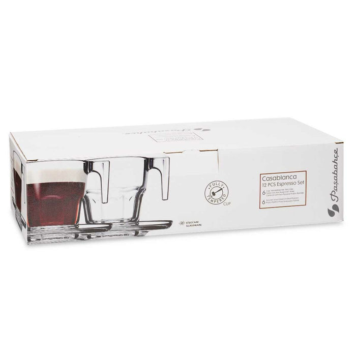 Set de 6 Căni cu Farfurie Casablanca Transparent Sticlă 4 Unități (70 ml)