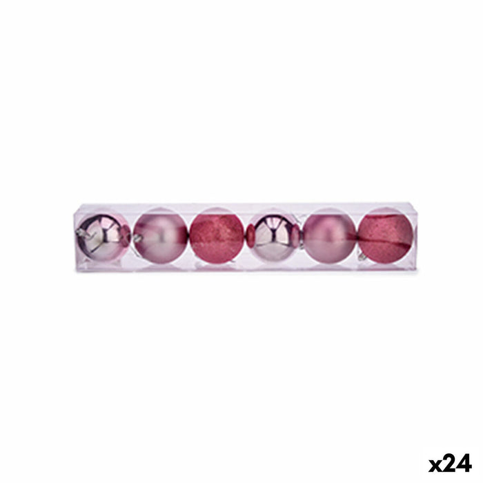 Set de globuri de Crăciun Roz Plastic Ø 8 cm (24 Unități)