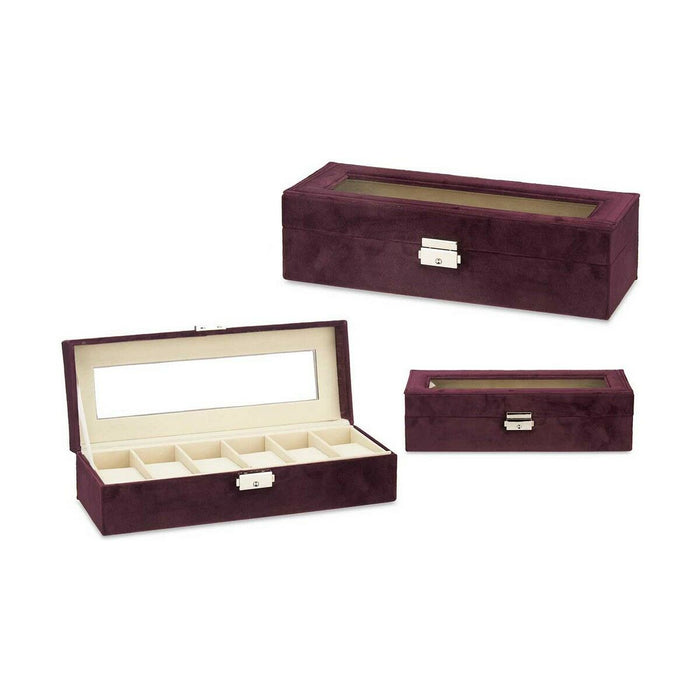 Cutie de ceasuri Metal (30,5 x 8,5 x 11,5 cm) (6 Unități)