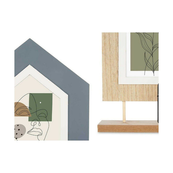 Ramă Foto 2 fotografies Casă Negru Maro Lemn MDF (36 x 26 x 6 cm) (6 Unități)