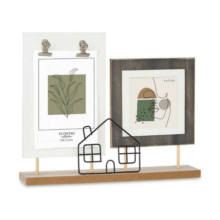 Ramă Foto 2 fotografies Casă Negru Maro Lemn MDF (28 x 23,5 x 6 cm) (6 Unități)