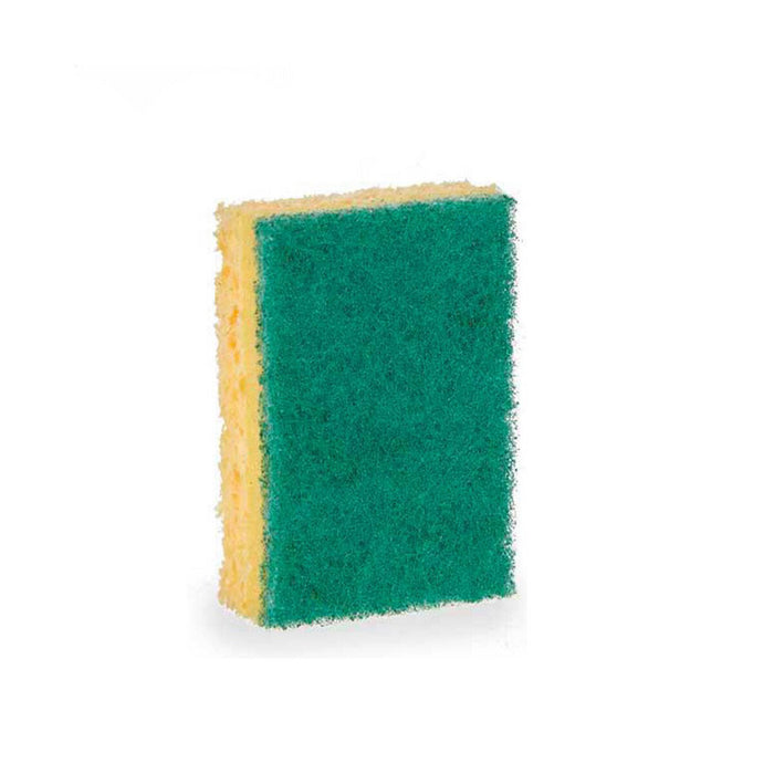 Set de tampoane de curățat Fibre abrazive Galben Verde Celulóza 9 x 5,5 x 2,5 cm (14 Unități)