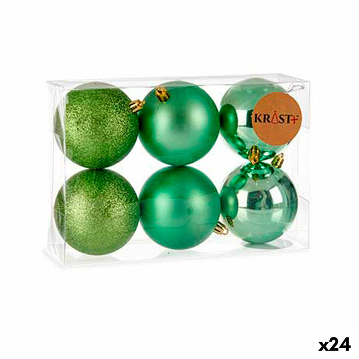 Set de globuri de Crăciun Verde Plastic Ø 8 cm (24 Unități)