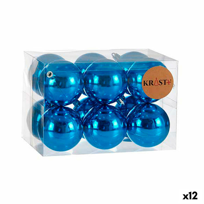 Set de globuri de Crăciun Albastru Plastic Ø 7 cm (12 Unități)
