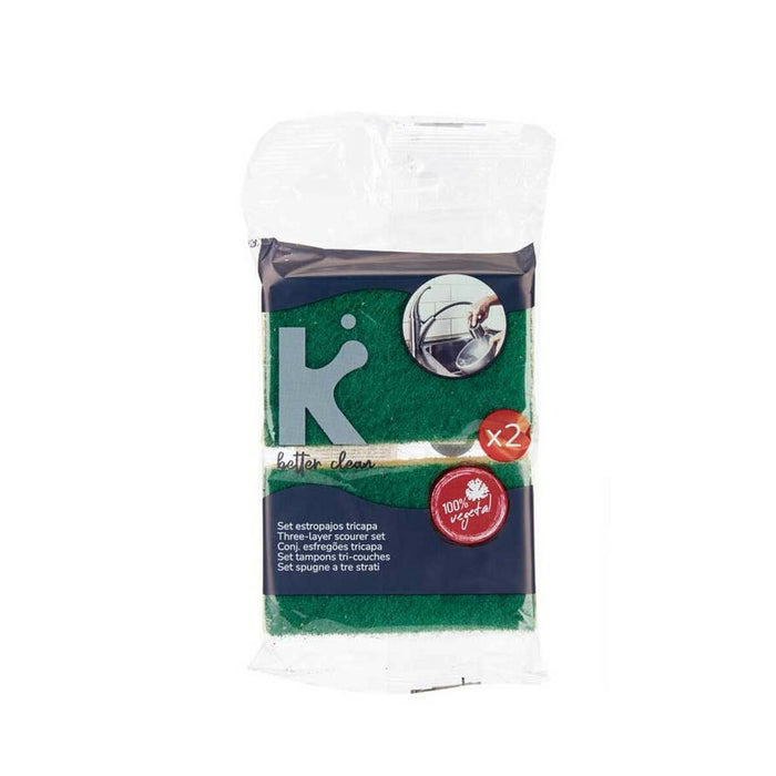 Set de tampoane de curățat Verde Galben Celulóza Fibre abrazive (10,5 X 6,7 X 2,5 cm) (26 Unități)