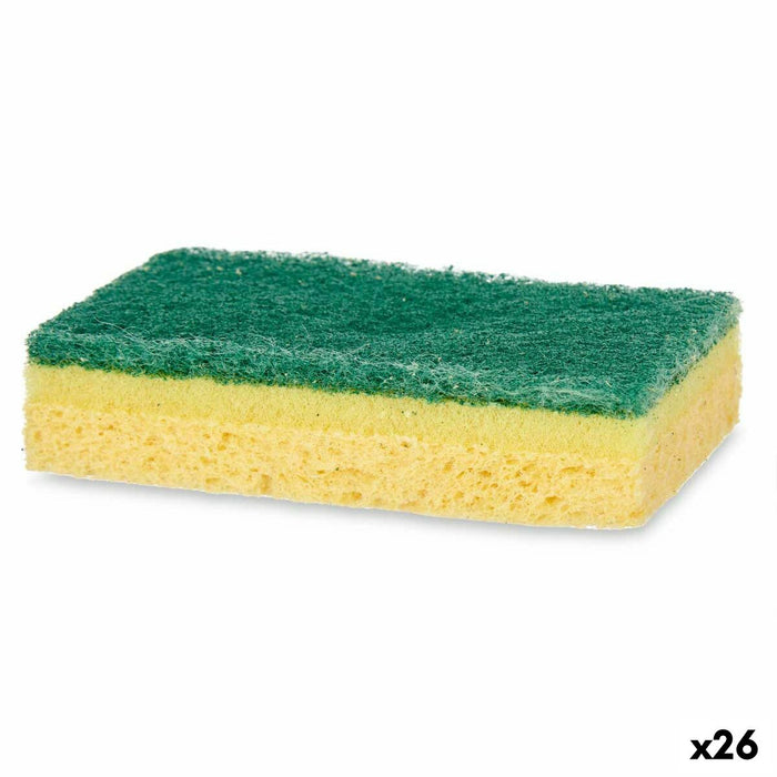 Set de tampoane de curățat Verde Galben Celulóza Fibre abrazive (10,5 X 6,7 X 2,5 cm) (26 Unități)