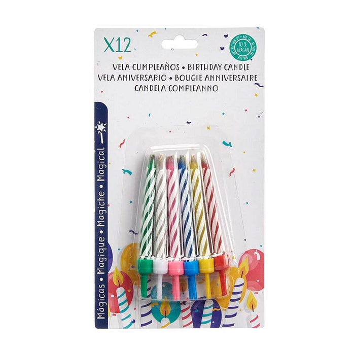 Set de Lumânări Multicolor Aniversare (12 Unități)