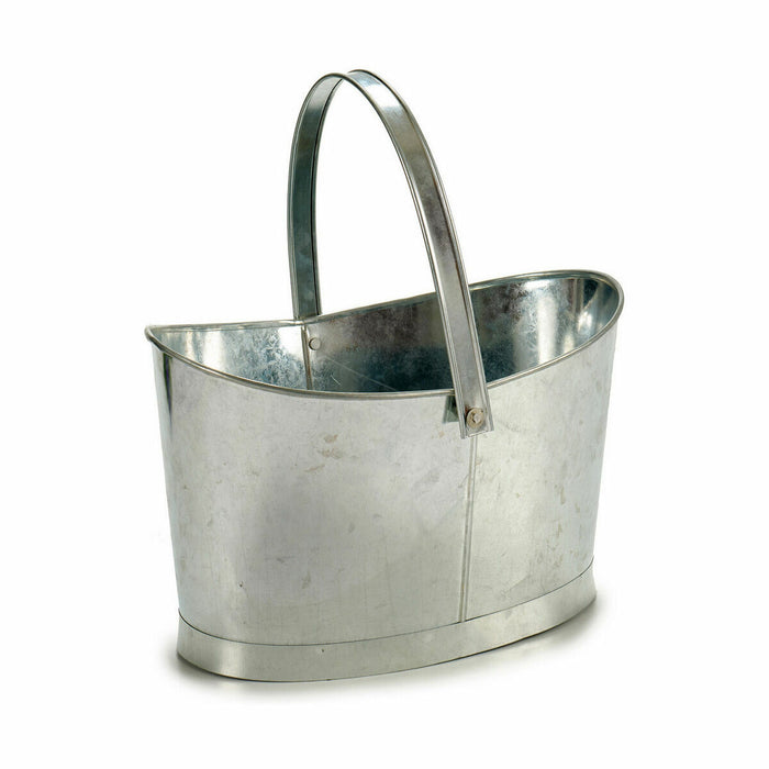 Ghiveci Coș Argintiu Zinc 21 x 19,5 x 35,5 cm (12 Unități)