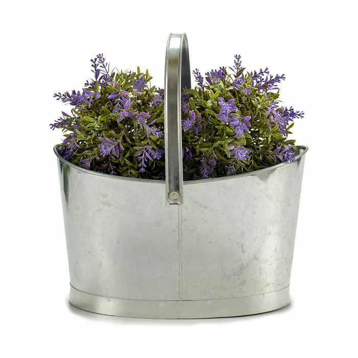 Ghiveci Coș Argintiu Zinc 21 x 19,5 x 35,5 cm (12 Unități)