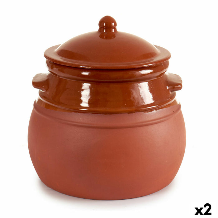 Oală cu capac Argilă arsă 4,5 L 25 x 27 x 25 cm (2 Unități)