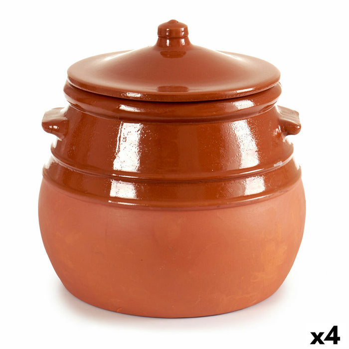 Oală cu capac Argilă arsă 3,5 L 23 x 22 x 23 cm (4 Unități)