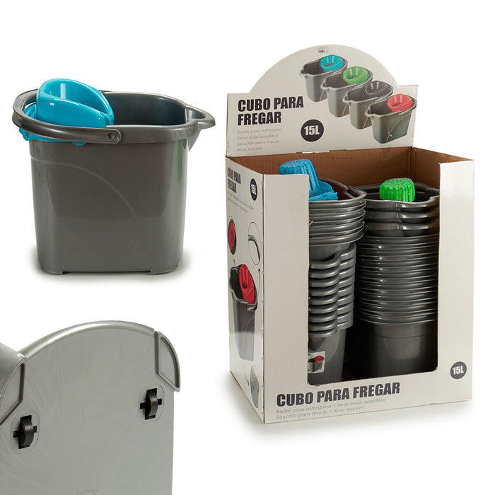 Găleată de Spălat Cu roți Plastic 15 L 31 x 31 x 41 cm (24 Unități)