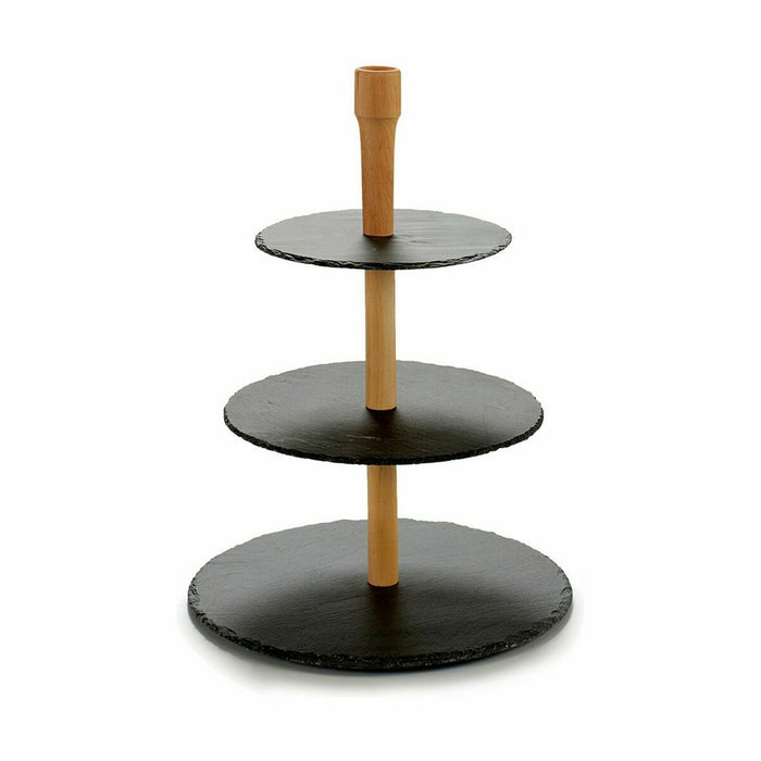 Rafturi Rotund 30 x 40 cm Negru Lemn Slate (8 Unități)