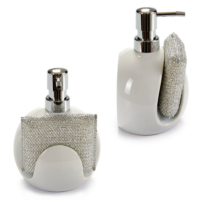 Distribuitor de săpun 2-în-1 pentru chiuvetă Alb Ceramică 400 ml 9,5 x 15,5 x 11,5 cm (12 Unități)