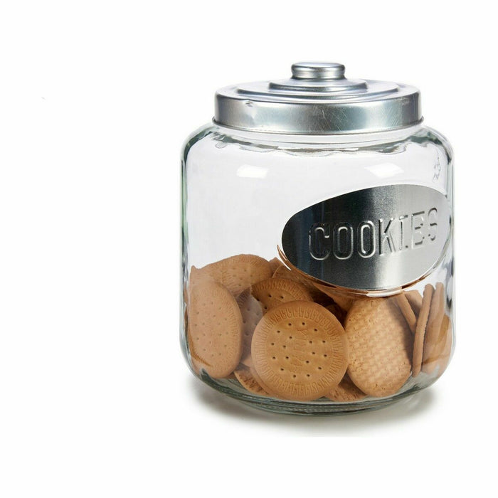 Borcan de biscuiți Argintiu Metal 400 ml 19 x 22,5 x 19 cm (4 Unități)