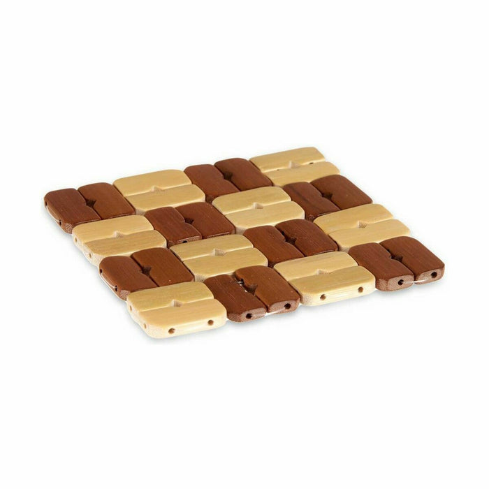 Suport Protecție pentru Masă Set Pătrat Bambus Maro 13 x 2 x 13 cm (24 Unități)