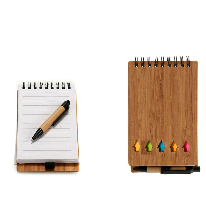 Caiet cu Inele și Pix Bambus Maro 1 x 14,5 x 9 cm (24 Unități)
