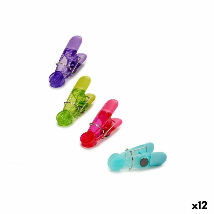 Cleme pentru etanșarea pungilor Multicolor Cauciuc Plastic 4 Piese Magnetic (12 Unități)