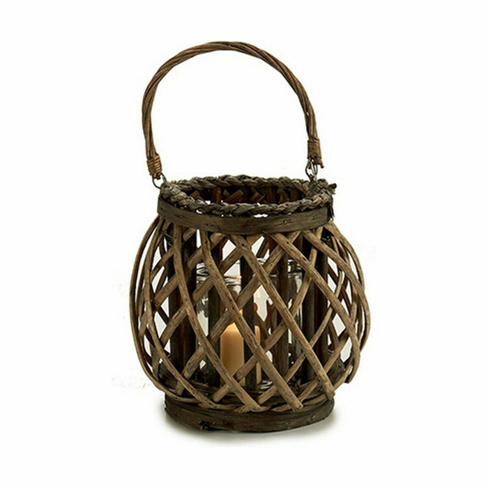 Suport de Lumânări Gri Maro răchită Sticlă 29,5 x 24 x 22 cm (6 Unități)