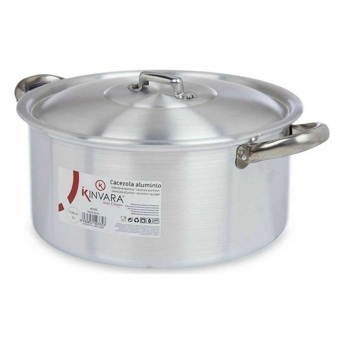 Caserolă Cu Capac Argintiu Aluminiu 5 L (10 Unități)