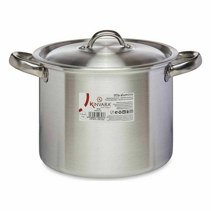 Oală cu capac Ø 20 cm Argintiu Aluminiu (6 Unități)