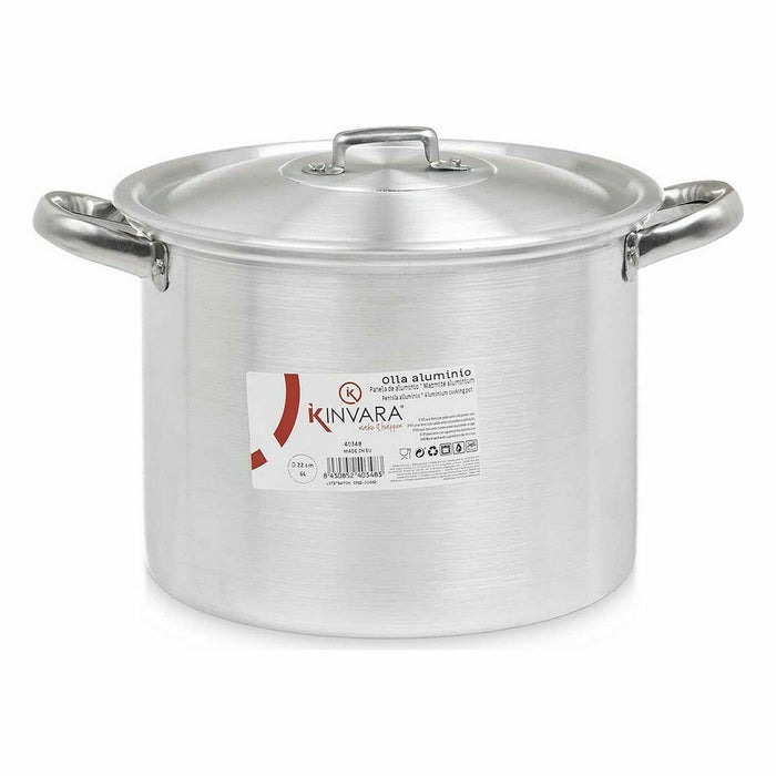 Oală cu capac Argintiu Aluminiu 31 x 20 x 24 cm (6 Unități)