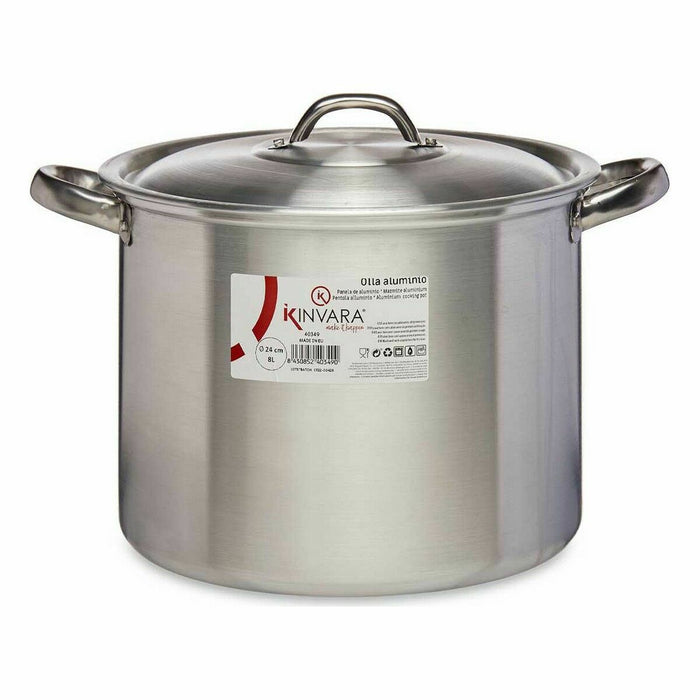 Oală cu capac Ø 24 cm Argintiu Aluminiu (6 Unități)