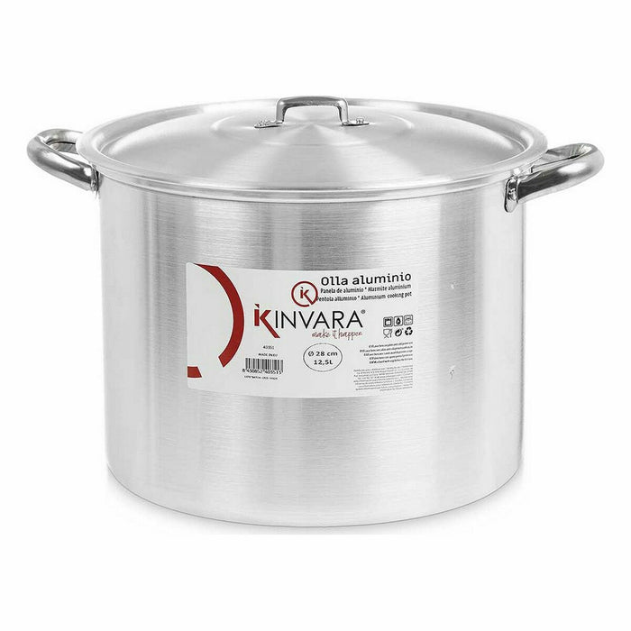 Oală cu capac Argintiu Aluminiu 38 x 25 x 31 cm (4 Unități)