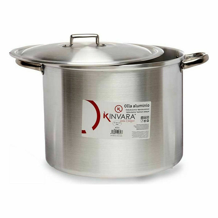 Oală cu capac Argintiu Aluminiu 44 x 30 x 35 cm (2 Unități)