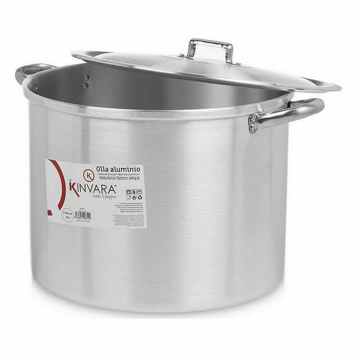 Oală cu capac Ø 34 cm Argintiu Aluminiu (2 Unități)