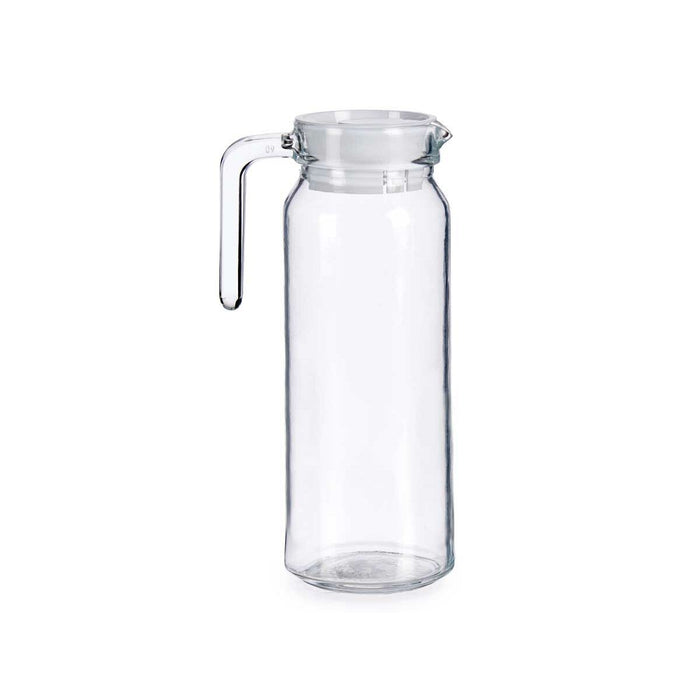 Carafă cu Capac și Dozator Alb Transparent Plastic 1 L (12 Unități)